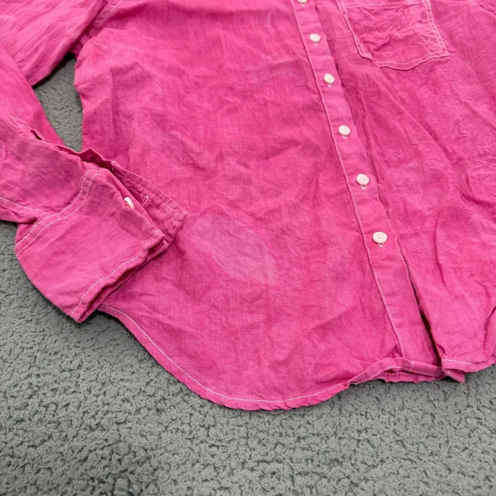 JCrew Baird McNutt Irish Linen Shirt Womens Size 10 Hot Pink Garcon Classic Fit